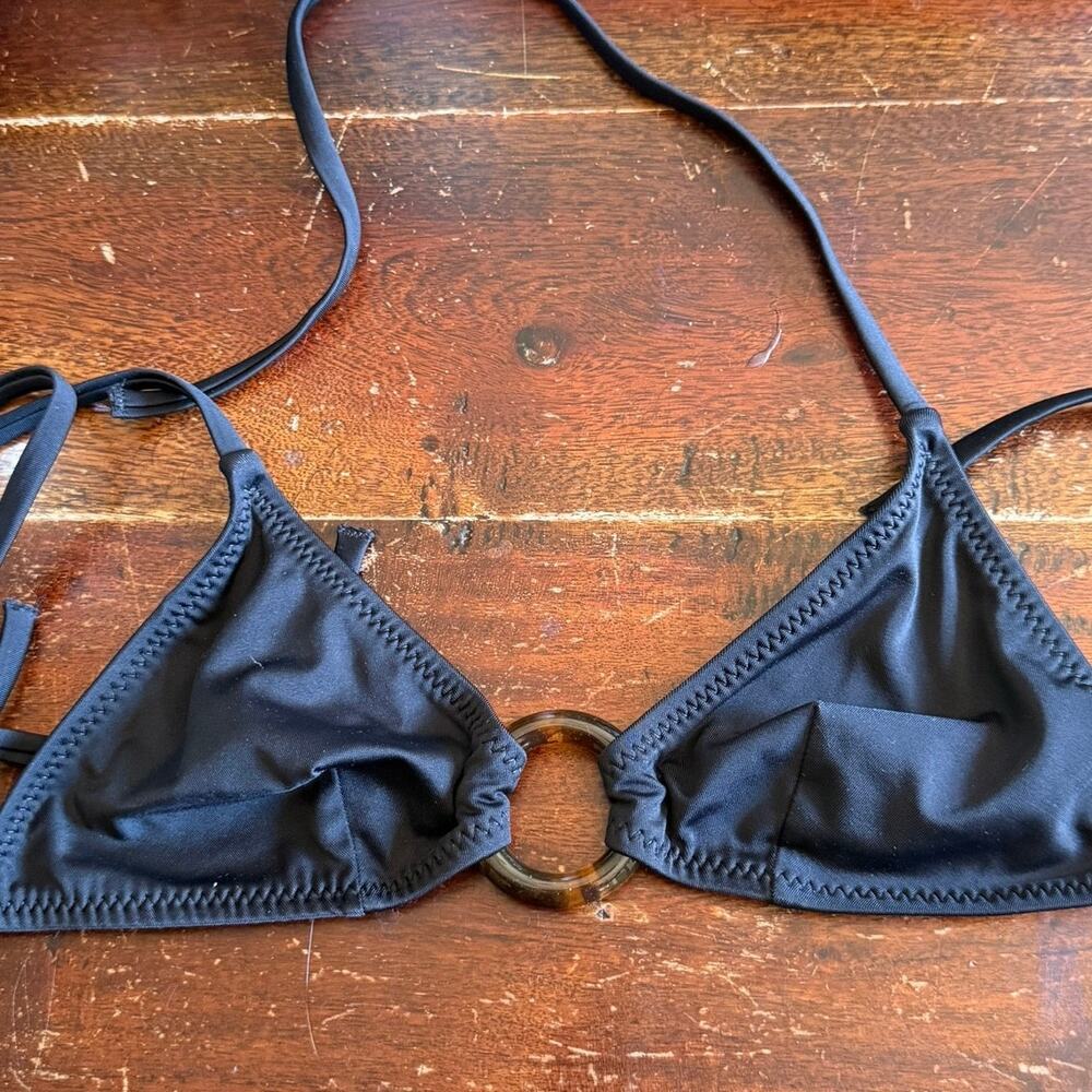 Solid & Striped Black Tortoise Ring Bikini Top XS